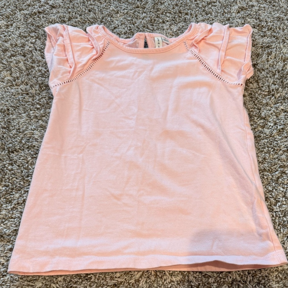 Janie and Jack Light Pink Ruffle Sleeve Tee